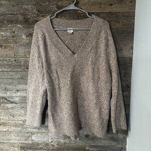 A New Day V Neck Tunic Sweater Tan Medium